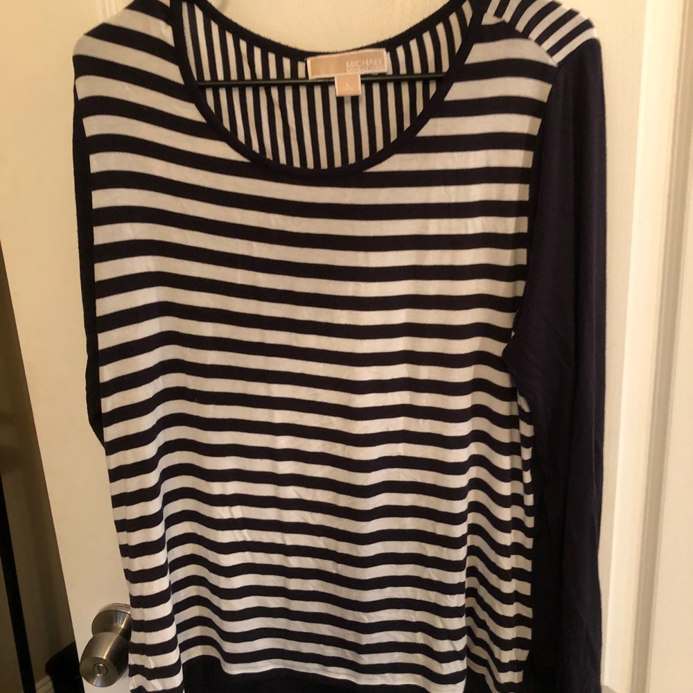 Michael Kors Navy Blue striped blouse